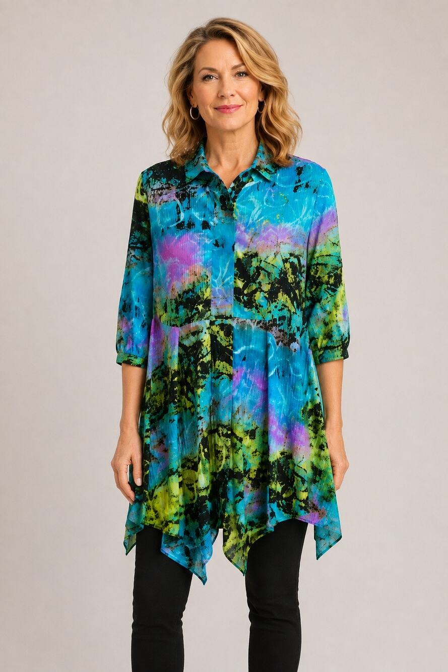Vintage Joseph Ribkoff Tropical Art to Wear Tunic Top – Size 6